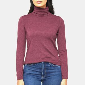 NWT Chaser Long Sleeve Turtleneck Cozy Fall Staple Heathered Burgundy Top Small